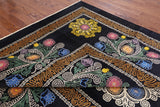 Black William Morris Hand Knotted Wool Area Rug - 9' 1" X 12' 4" - Golden Nile