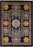 Black William Morris Hand Knotted Wool Area Rug - 9' 1" X 12' 4" - Golden Nile