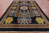 Black William Morris Hand Knotted Wool Area Rug - 9' 1" X 12' 4" - Golden Nile