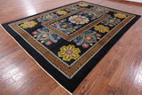 Black William Morris Hand Knotted Wool Area Rug - 9' 1" X 12' 4" - Golden Nile