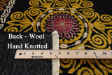 Black William Morris Hand Knotted Wool Area Rug - 9' 1" X 12' 4" - Golden Nile