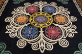 Black William Morris Hand Knotted Wool Area Rug - 9' 1" X 12' 4" - Golden Nile