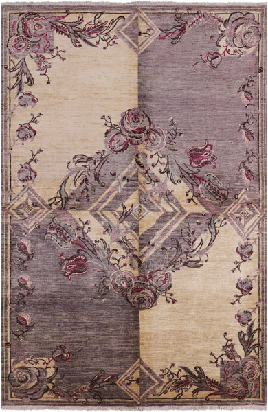 William Morris Handmade Wool Area Rug - 6' 2" X 9' 2" - Golden Nile