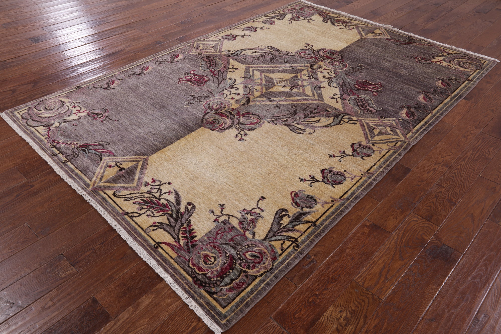 William Morris Handmade Wool Area Rug - 6' 2" X 9' 2" - Golden Nile
