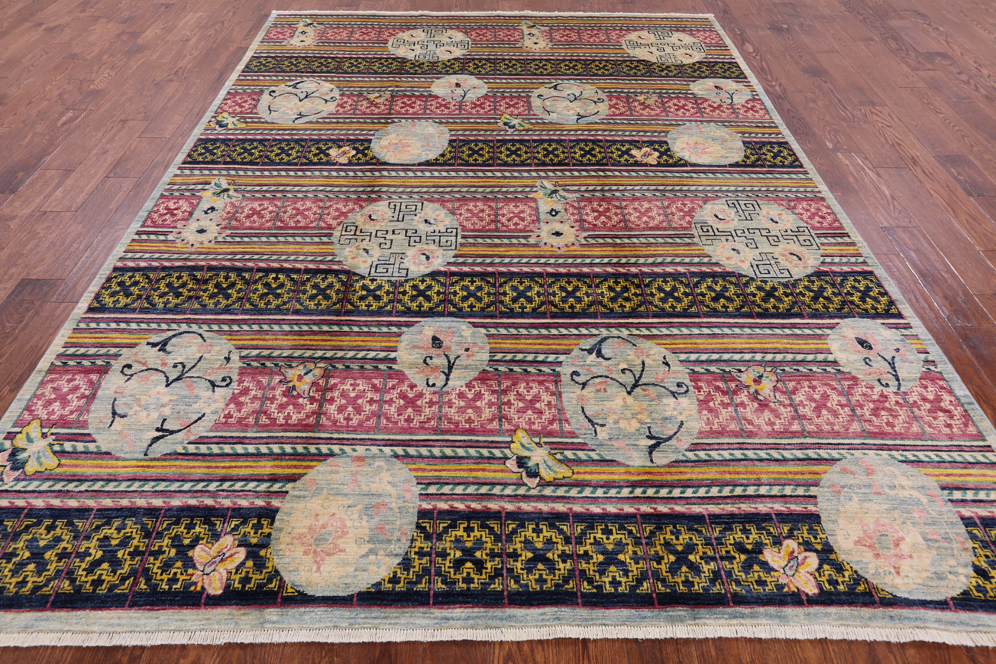 William Morris Handmade Wool Rug  - 7' 10" X 10' 7" - Golden Nile
