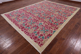 Ivory William Morris Handmade Wool Rug - 9' 1" X 11' 7" - Golden Nile