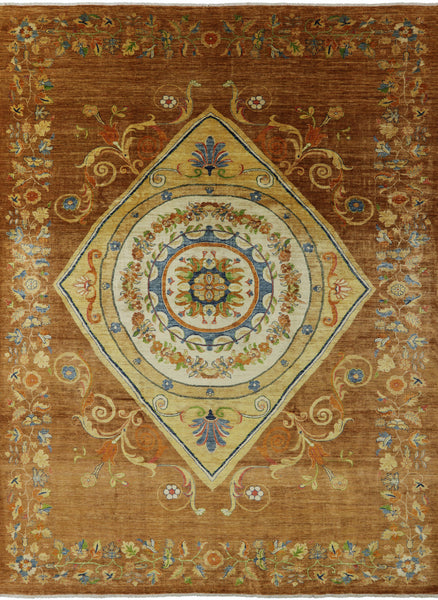 10 X 14 Hand Knotted Oriental Art Deco Area Rug - Golden Nile