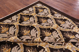 Brown William Morris Hand Knotted Wool Rug - 8' 10" X 11' 6" - Golden Nile