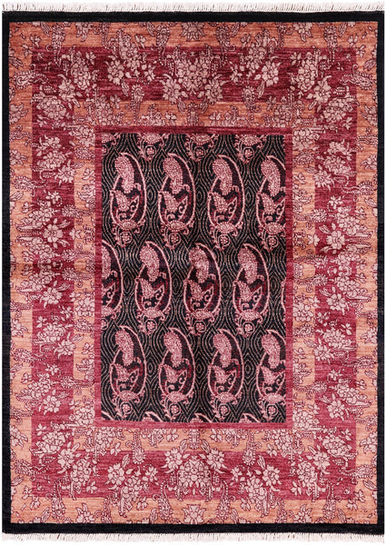 William Morris Handmade Wool Rug - 4' 7" X 6' 2" - Golden Nile