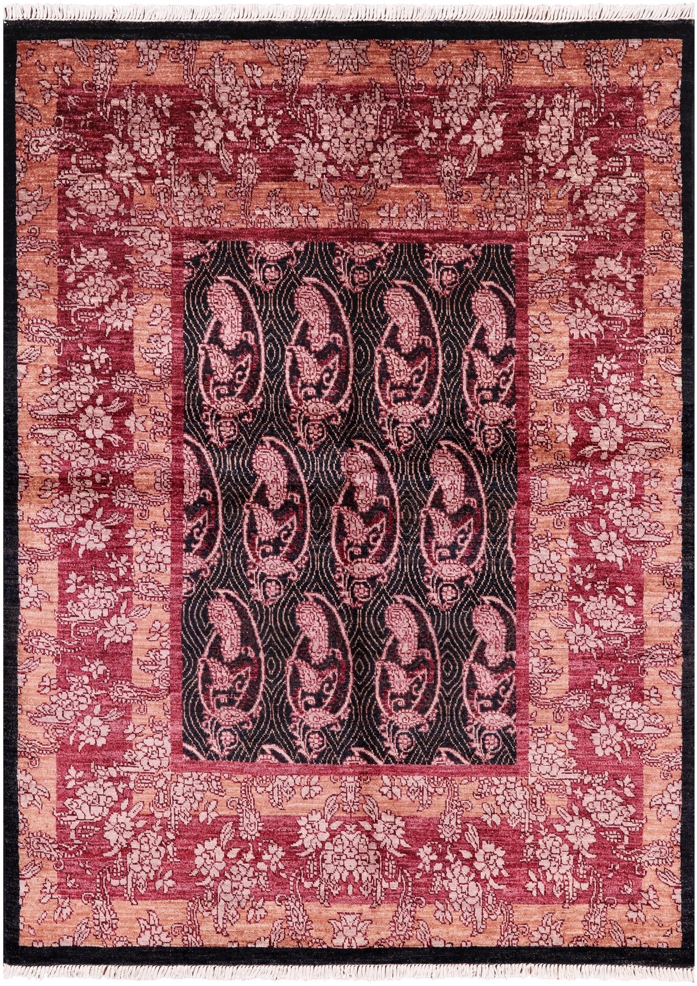William Morris Handmade Wool Rug - 4' 7" X 6' 2" - Golden Nile