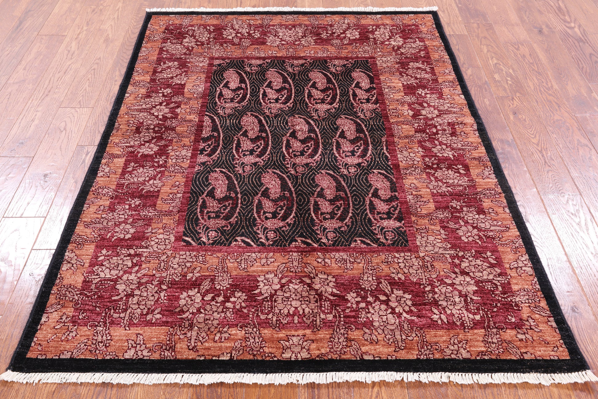 William Morris Handmade Wool Rug - 4' 7" X 6' 2" - Golden Nile