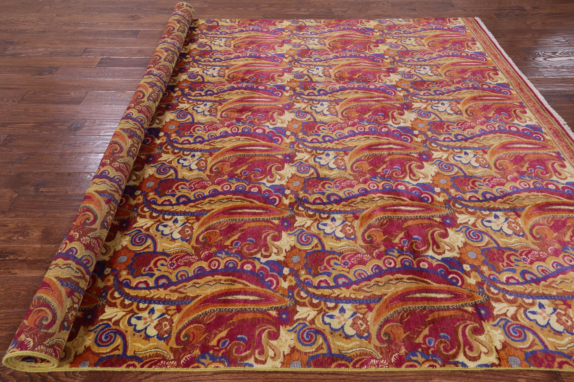 William Morris Hand Knotted Wool Rug - 7' 10" X 9' 7" - Golden Nile