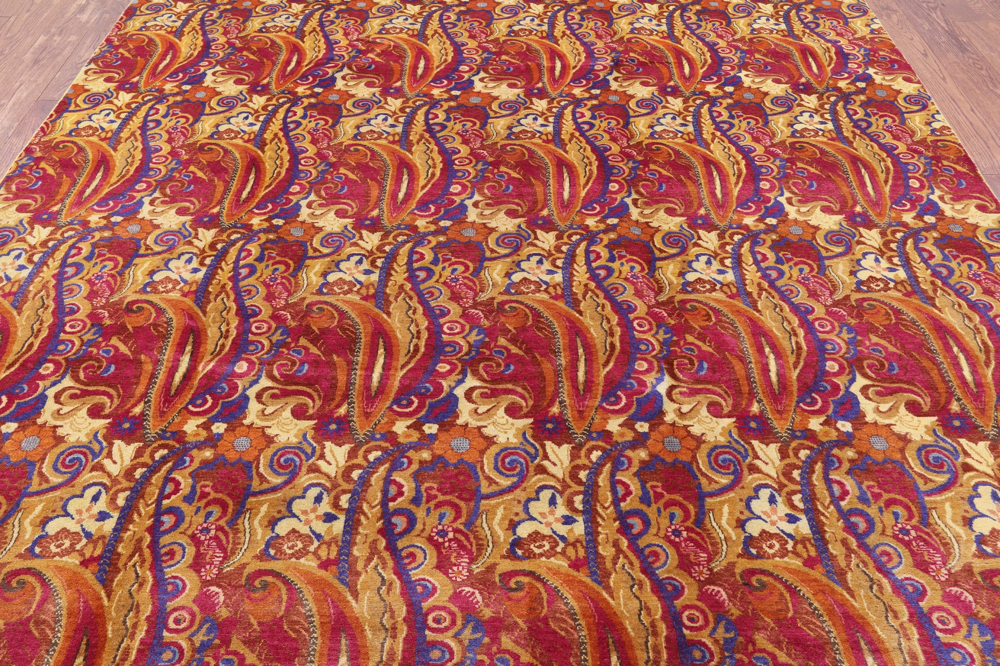 William Morris Hand Knotted Wool Rug - 7' 10" X 9' 7" - Golden Nile