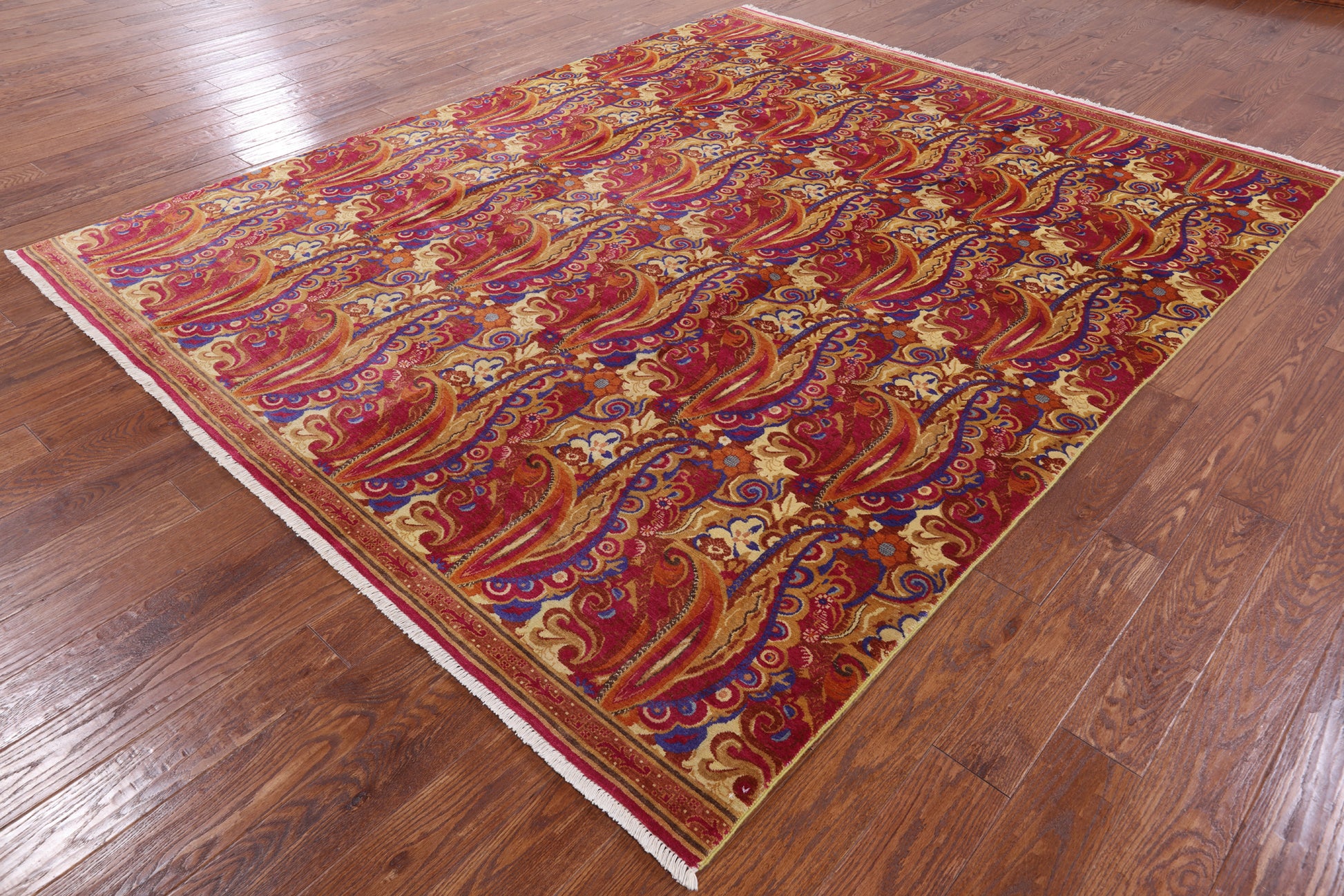 William Morris Hand Knotted Wool Rug - 7' 10" X 9' 7" - Golden Nile