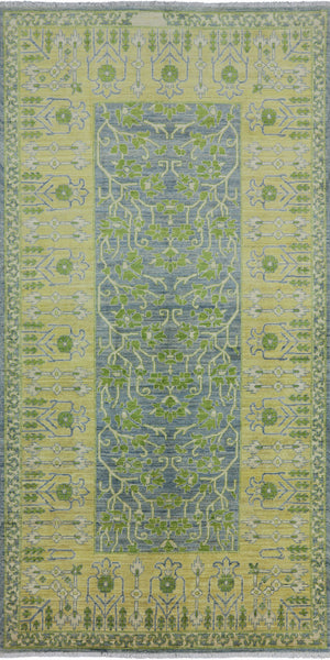 5 X 10 Hand Knotted Oriental Garden Design Area Rug - Golden Nile