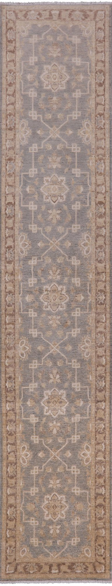 Grey Peshawar Handmade Wool Runner Rug - 2' 6" X 13' 3" - Golden Nile