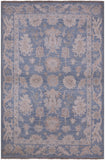 Blue Turkish Oushak Handmade Wool Area Rug - 4' 2" X 6' 1" - Golden Nile