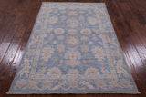 Blue Turkish Oushak Handmade Wool Area Rug - 4' 2" X 6' 1" - Golden Nile