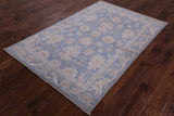 Blue Turkish Oushak Handmade Wool Area Rug - 4' 2" X 6' 1" - Golden Nile