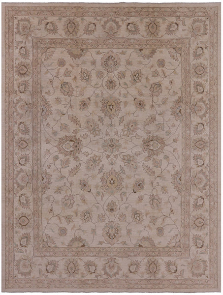 Ivory Peshawar Handmade Wool Rug - 9' 1" X 12' 0" - Golden Nile