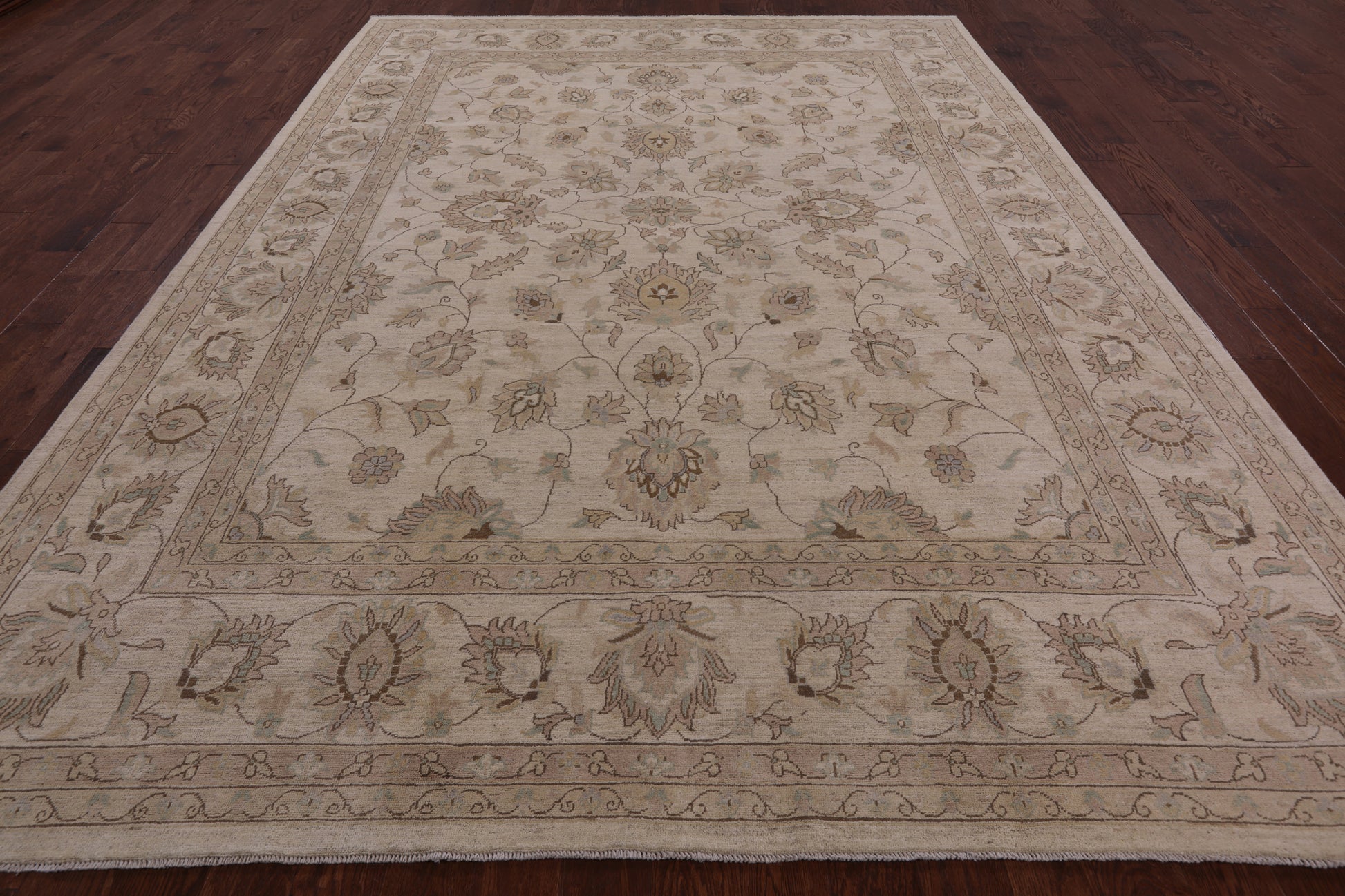 Ivory Peshawar Handmade Wool Rug - 9' 1" X 12' 0" - Golden Nile