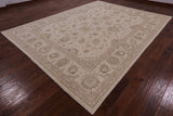 Ivory Peshawar Handmade Wool Rug - 9' 1" X 12' 0" - Golden Nile