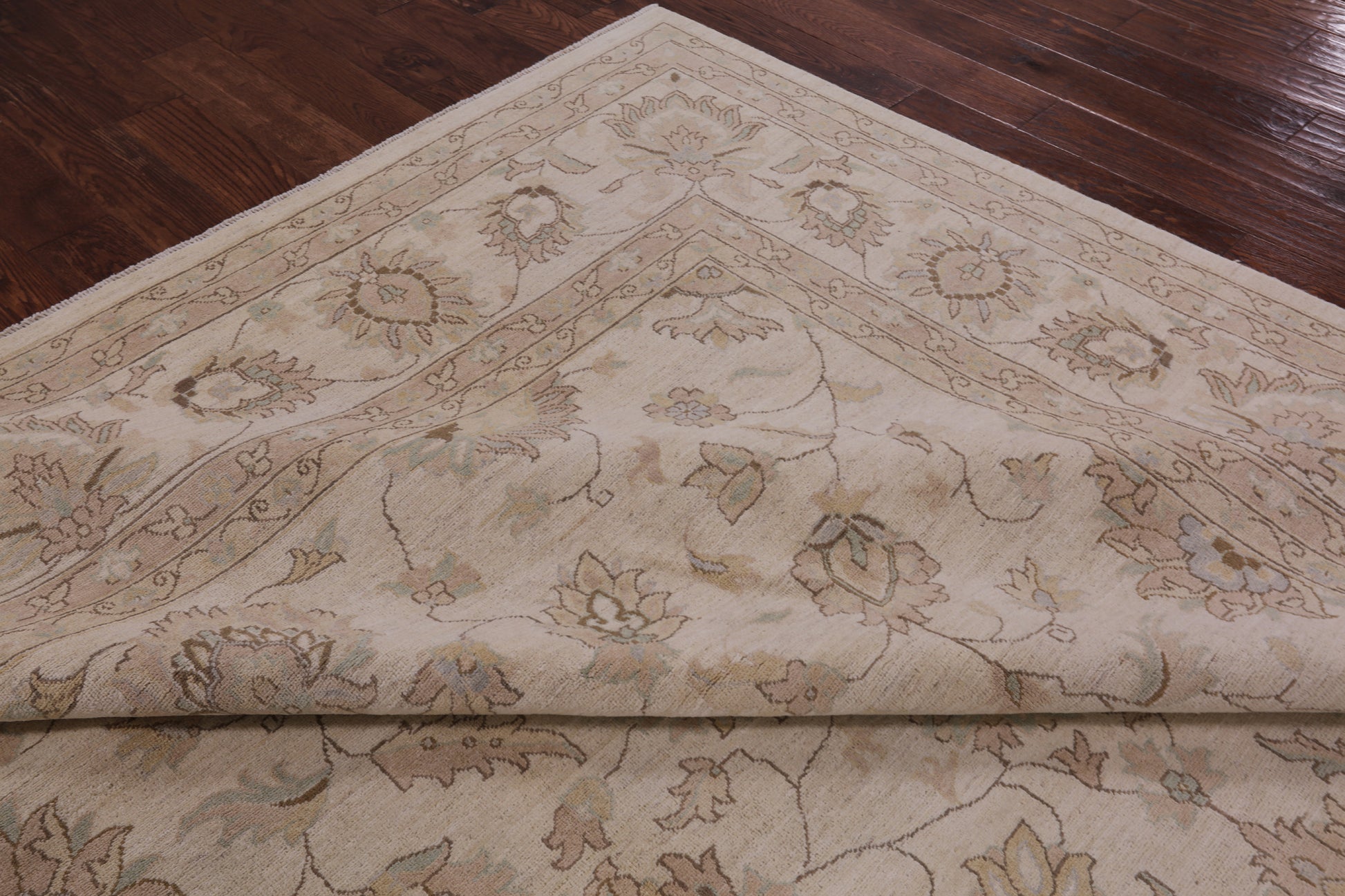 Ivory Peshawar Handmade Wool Rug - 9' 1" X 12' 0" - Golden Nile