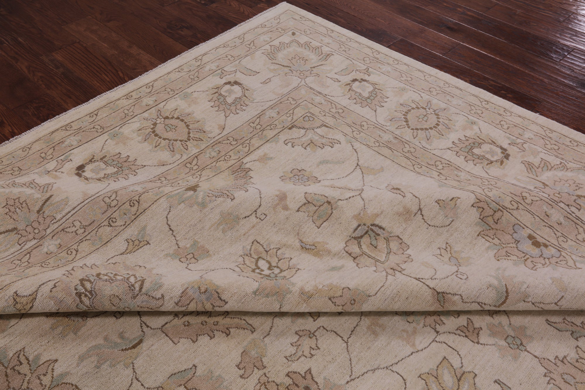 Ivory Peshawar Handmade Wool Rug - 9' 1" X 12' 0" - Golden Nile