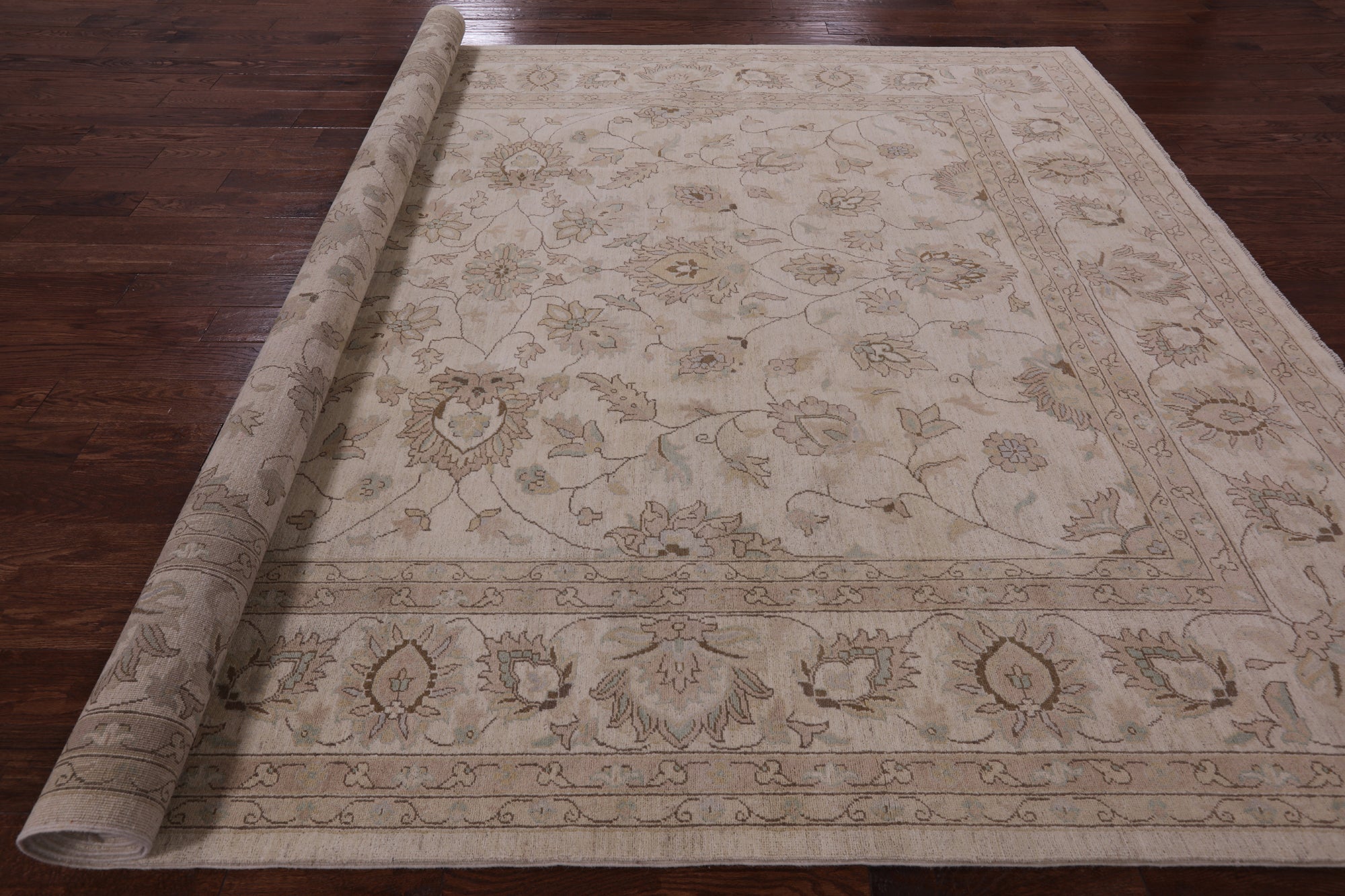 Ivory Peshawar Handmade Wool Rug - 9' 1" X 12' 0" - Golden Nile