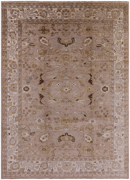 Peshawar Hand Knotted Wool Area Rug - 9' 1" X 12' 5" - Golden Nile