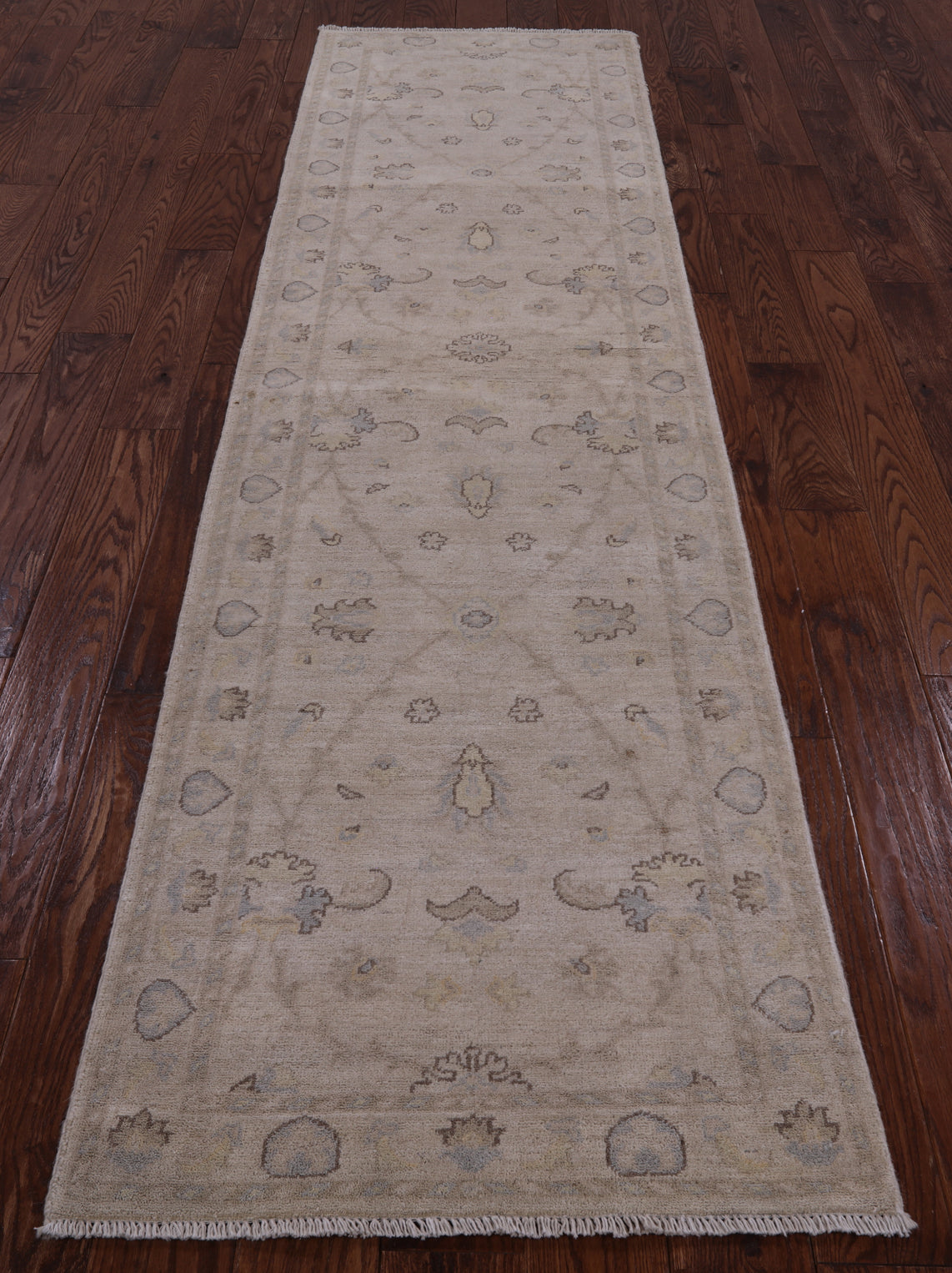 Ivory Peshawar Handmade Wool Runner Rug - 2' 6" X 9' 9" - Golden Nile
