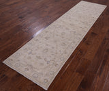 Ivory Peshawar Handmade Wool Runner Rug - 2' 6" X 9' 9" - Golden Nile