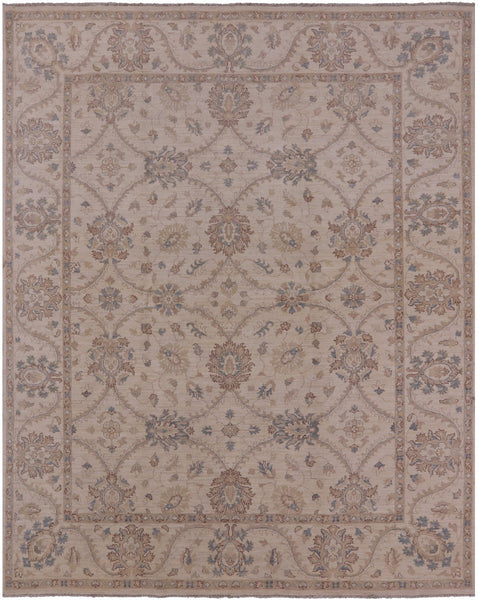 Ivory Turkish Oushak Hand Knotted Wool Area Rug - 8' 2" X 10' 0" - Golden Nile