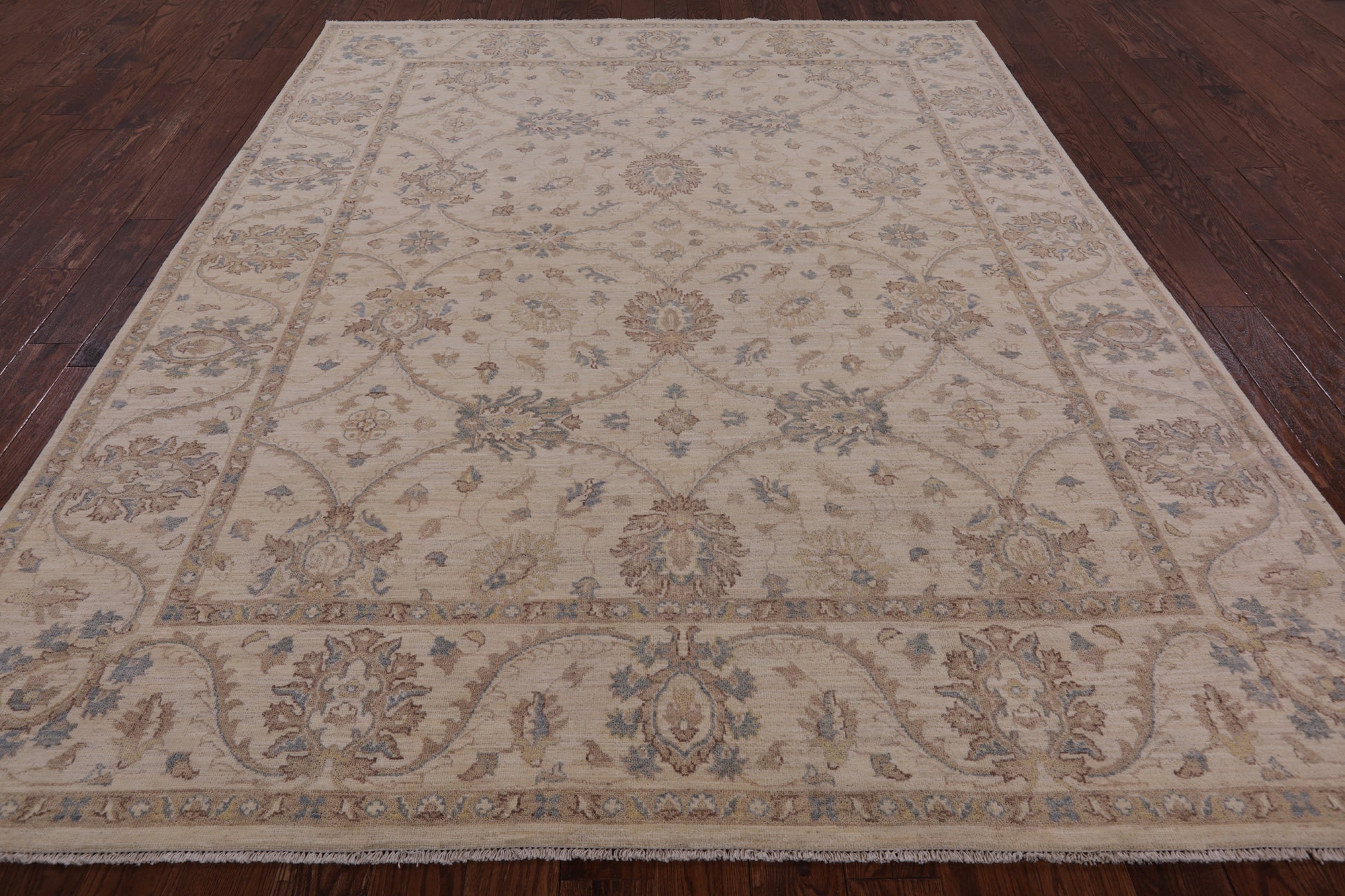 Ivory Turkish Oushak Hand Knotted Wool Area Rug - 8' 2" X 10' 0" - Golden Nile