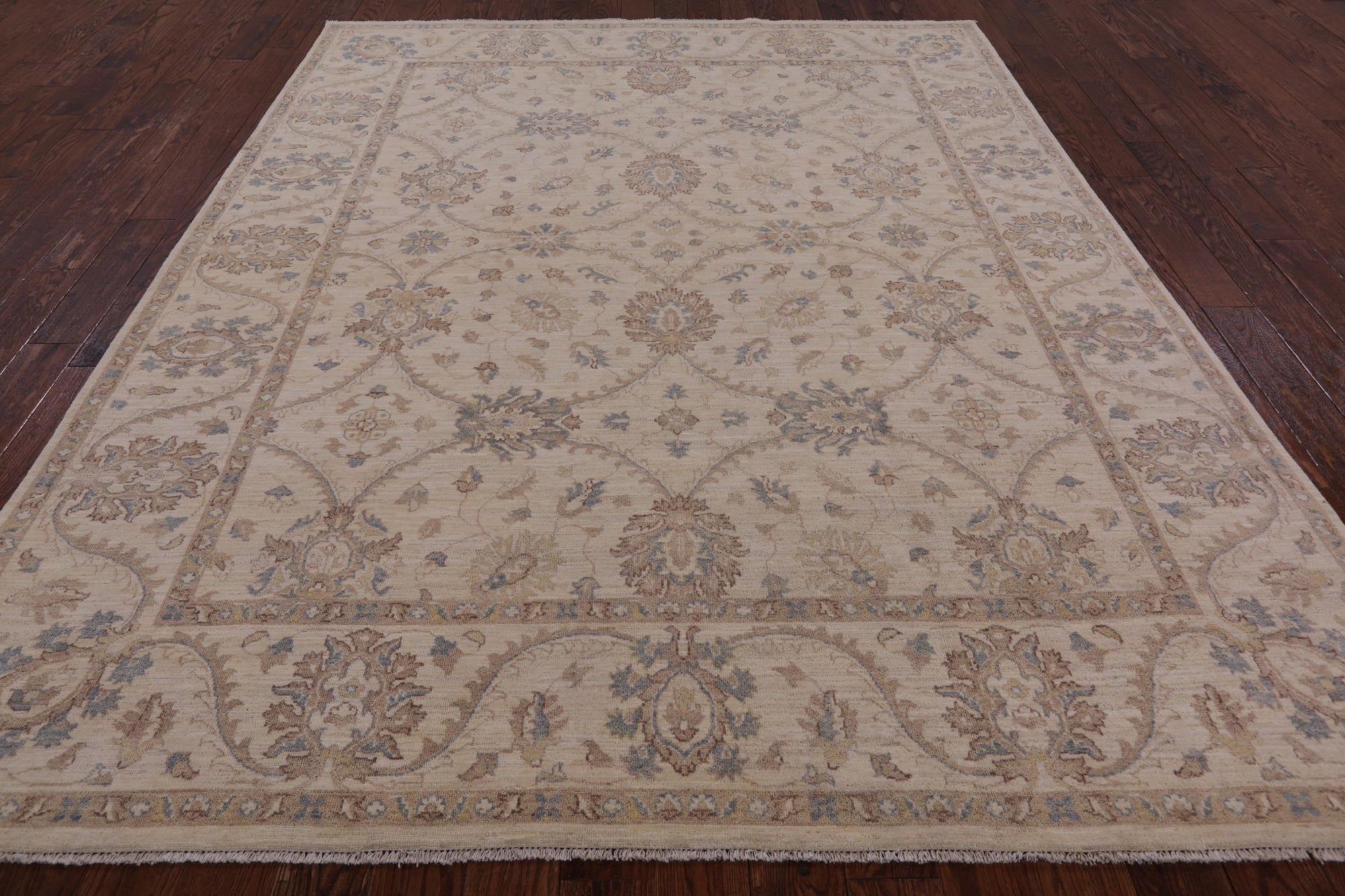 Ivory Turkish Oushak Hand Knotted Wool Area Rug - 8' 2" X 10' 0" - Golden Nile