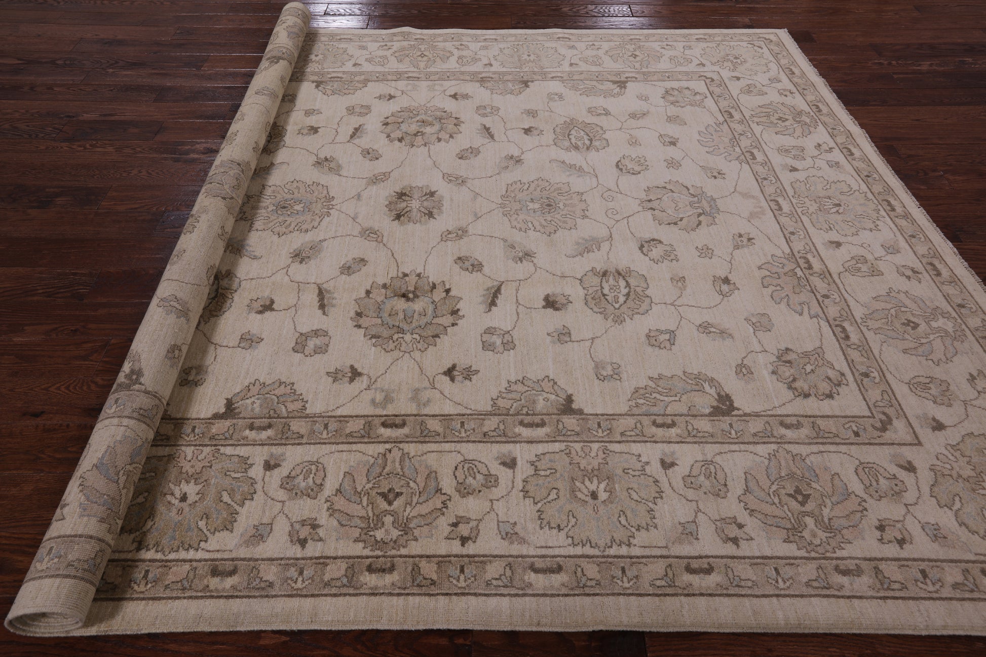 Ivory Turkish Oushak Handmade Wool Area Rug - 8' 3" X 9' 10" - Golden Nile