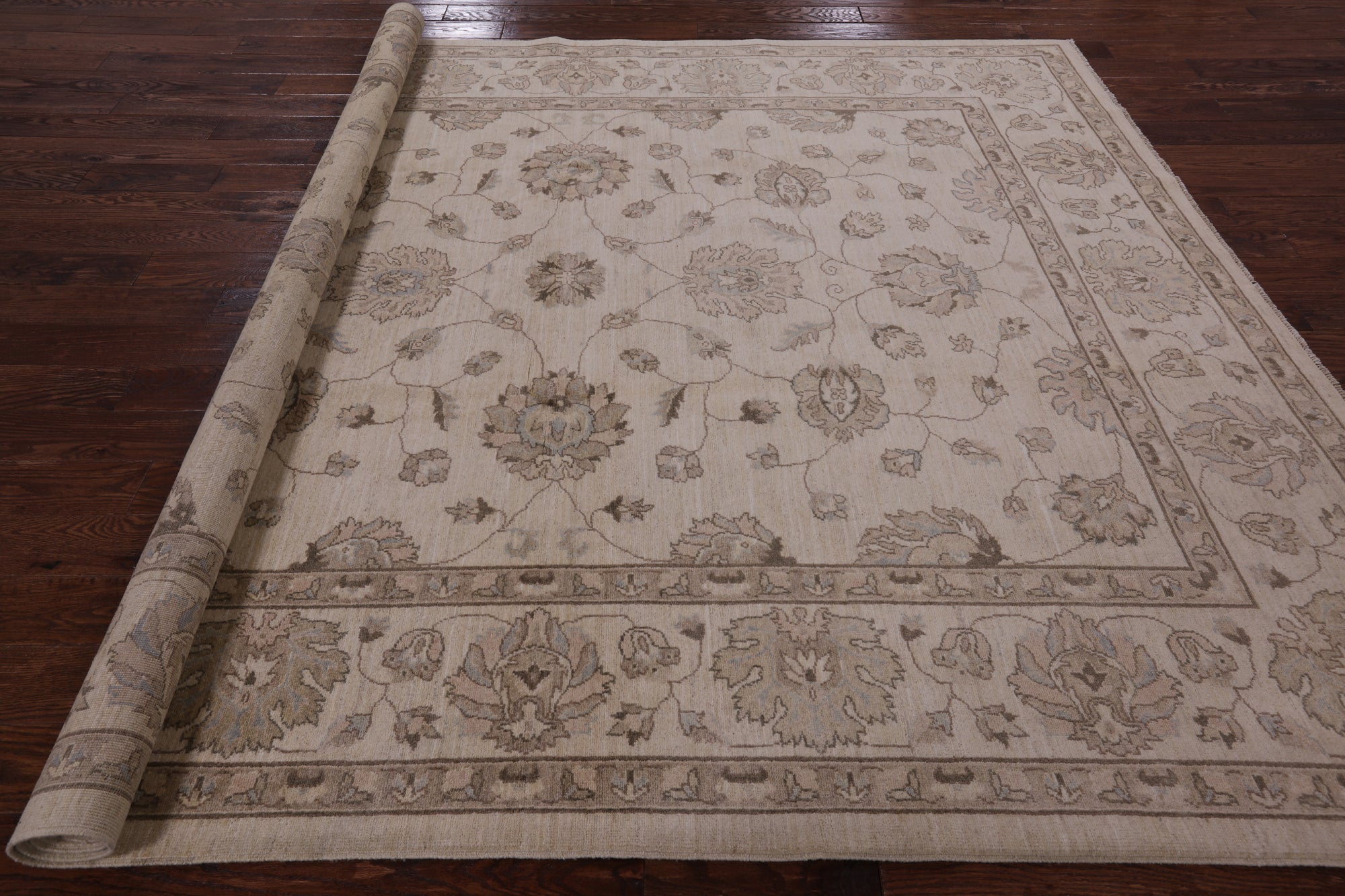 Ivory Turkish Oushak Handmade Wool Area Rug - 8' 3" X 9' 10" - Golden Nile