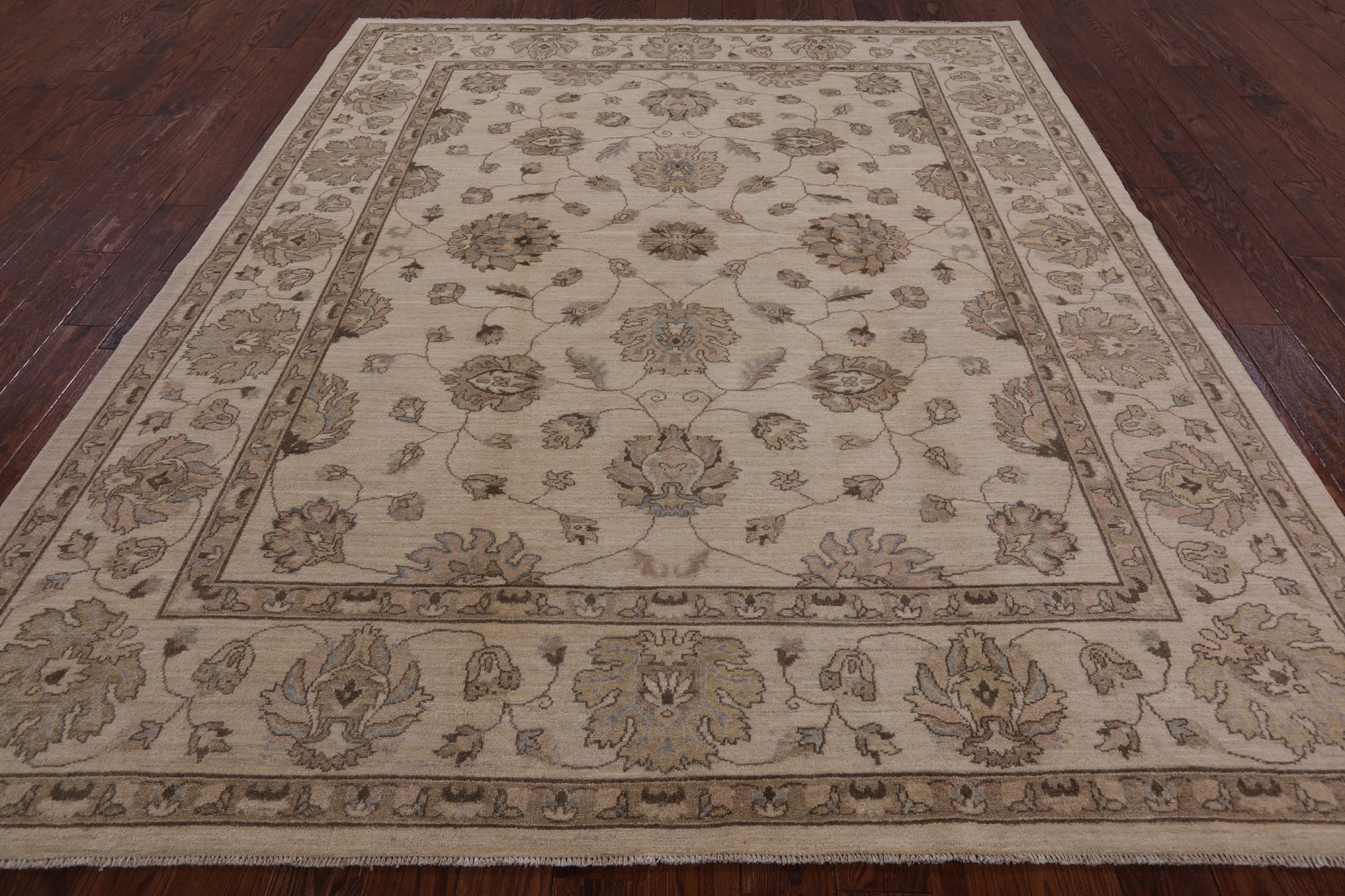 Ivory Turkish Oushak Handmade Wool Area Rug - 8' 3" X 9' 10" - Golden Nile