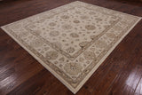 Ivory Turkish Oushak Handmade Wool Area Rug - 8' 3" X 9' 10" - Golden Nile