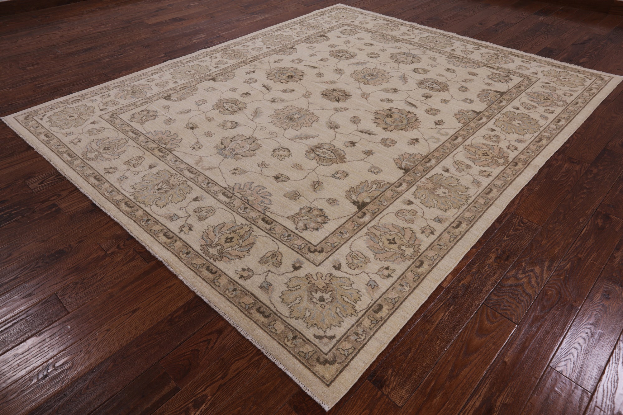 Ivory Turkish Oushak Handmade Wool Area Rug - 8' 3" X 9' 10" - Golden Nile