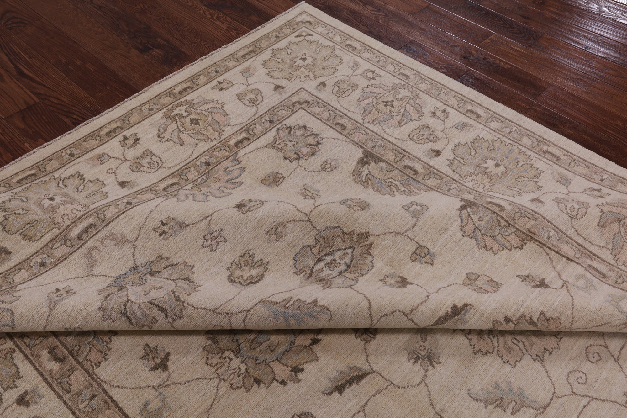 Ivory Turkish Oushak Handmade Wool Area Rug - 8' 3" X 9' 10" - Golden Nile