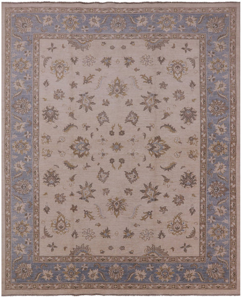 Ivory Persian Hand Knotted Wool Area Rug - 8' 2" X 9' 10" - Golden Nile