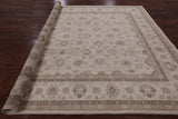 Ivory Turkish Oushak Hand Knotted Wool Area Rug - 9' 2" X 11' 10" - Golden Nile