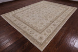 Ivory Turkish Oushak Hand Knotted Wool Area Rug - 9' 2" X 11' 10" - Golden Nile