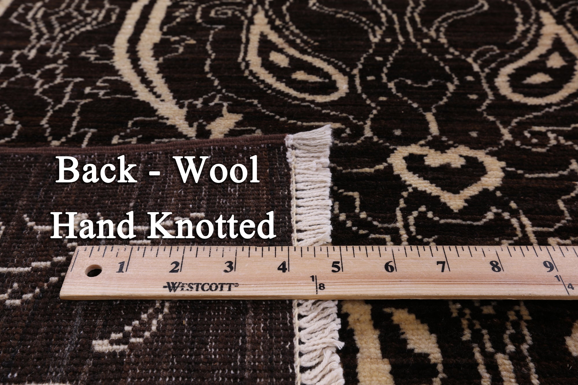 Brown William Morris Hand Knotted Wool Rug - 8' 3" X 11' 5" - Golden Nile