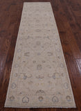 Ivory Peshawar Hand Knotted Wool Runner Rug - 2' 6" X 9' 10" - Golden Nile