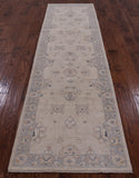 Ivory Peshawar Handmade Wool Runner Rug - 2' 8" X 9' 7" - Golden Nile