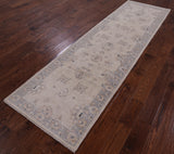 Ivory Peshawar Handmade Wool Runner Rug - 2' 8" X 9' 7" - Golden Nile