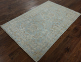 Oushak Oriental Floral Wool Area Rug 4 X 6 - Golden Nile