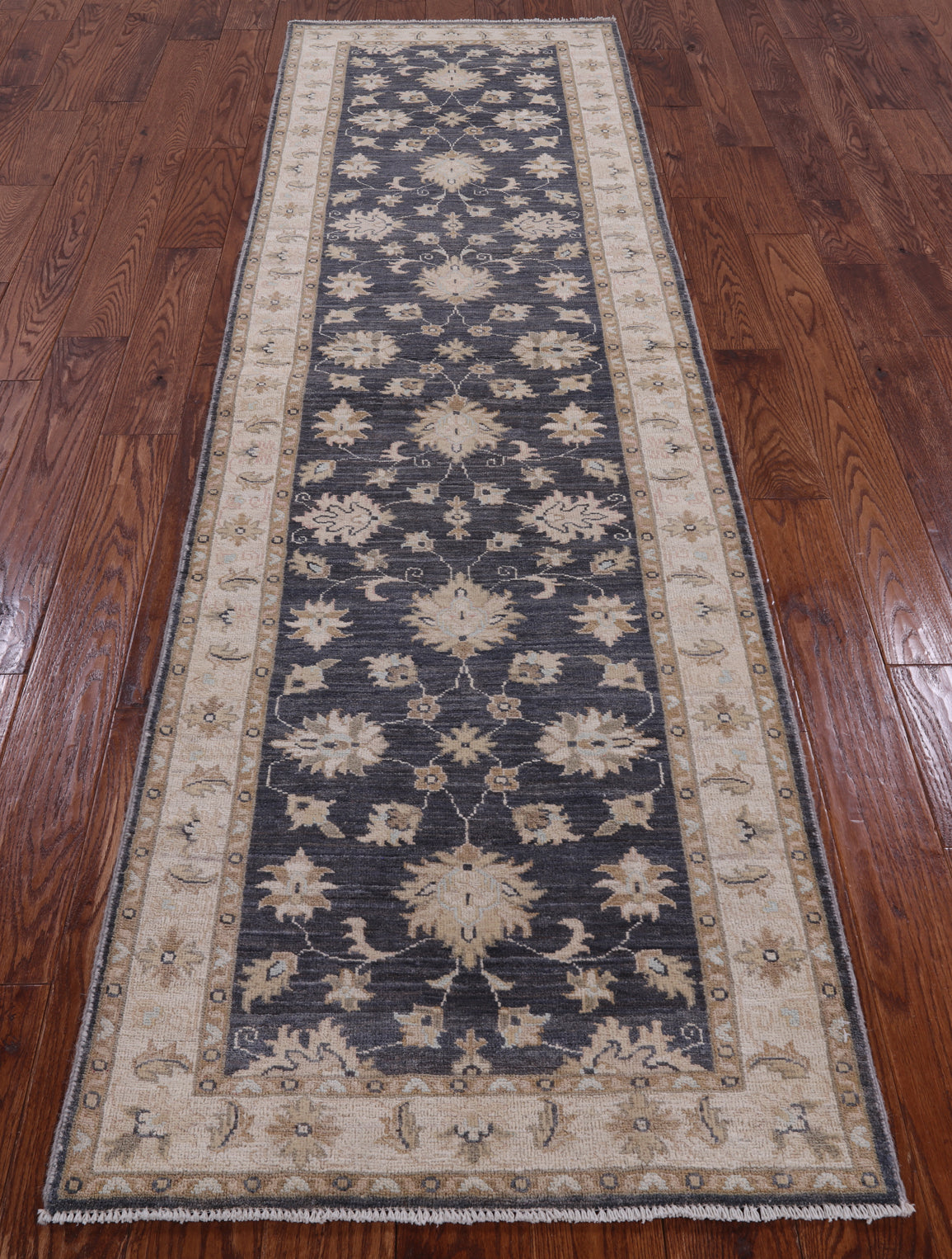 Grey Turkish Oushak Handmade Wool Runner Rug - 2' 8" X 9' 7" - Golden Nile